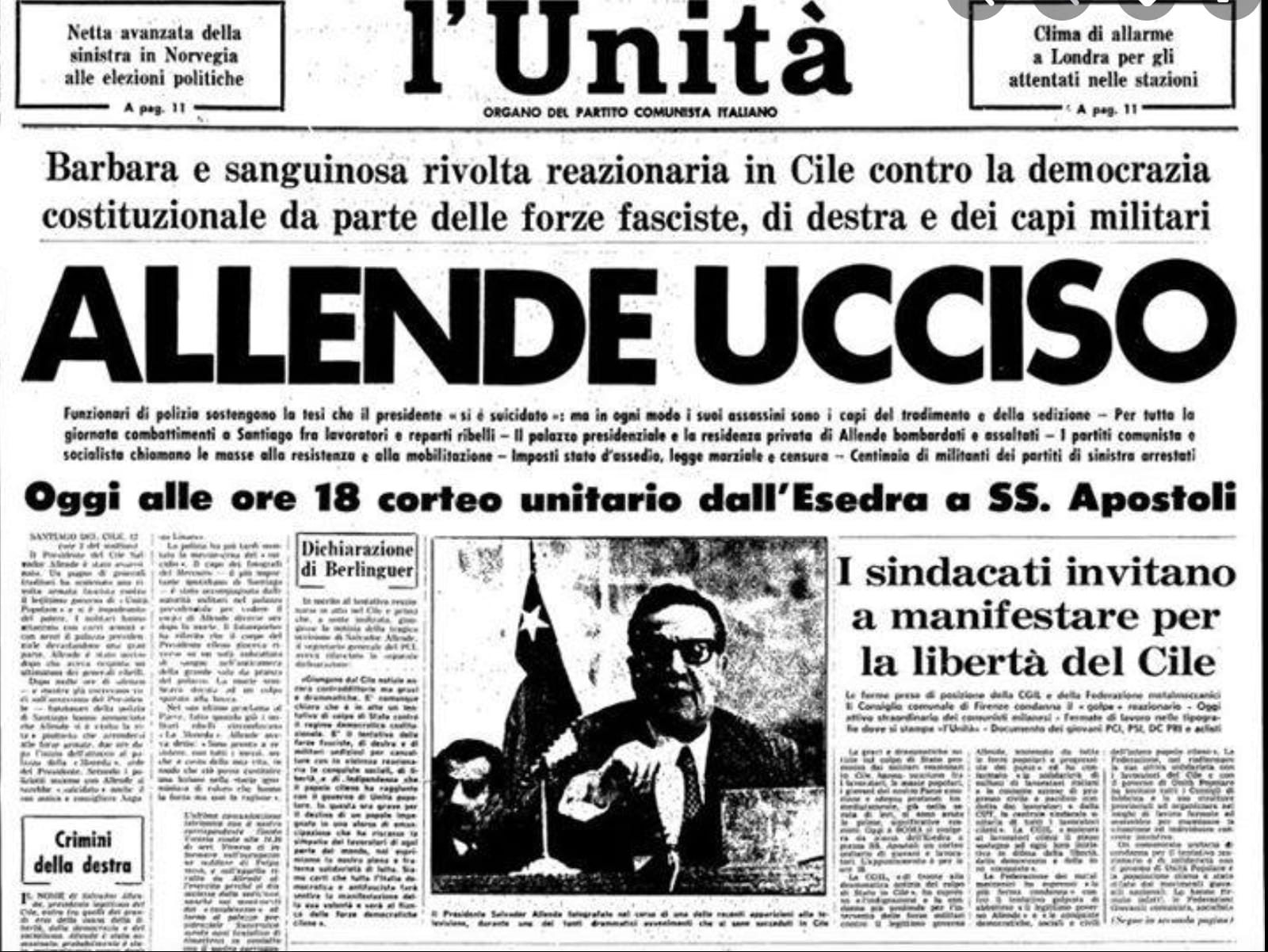 PCI 51 anni dal golpe Cile