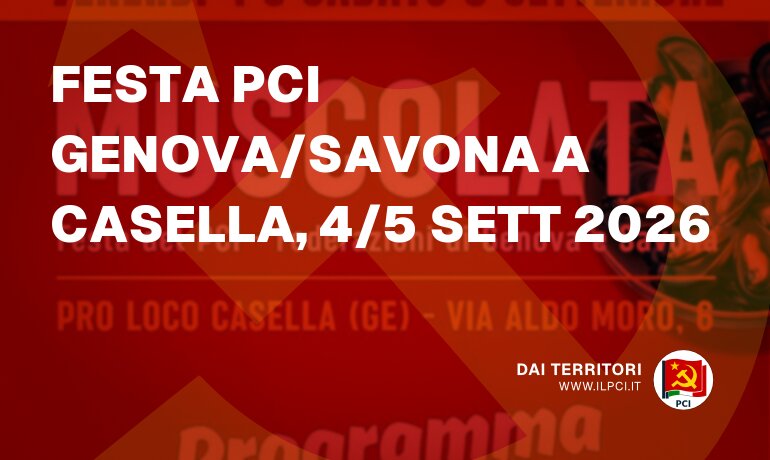 Festa PCI Genova/Savona a Casella, 4/5 sett 2026